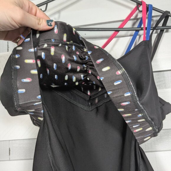 Lucky in Love Neon Lights Let it Glow Tank Top Womens XL built in bra black Cami - Picture 8 of 10